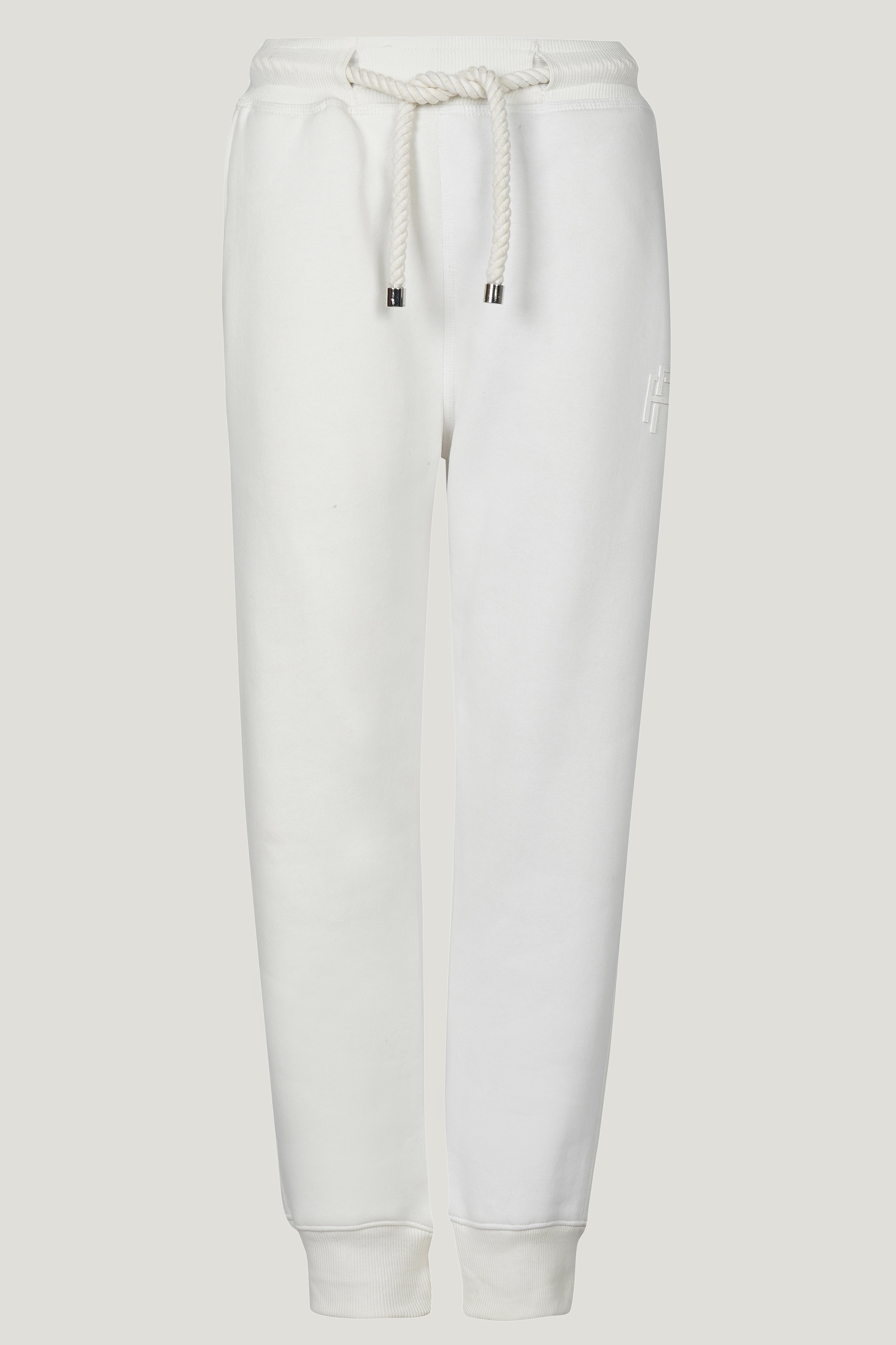 Cotton Fleece Jogging Trousers 'Pearl White'