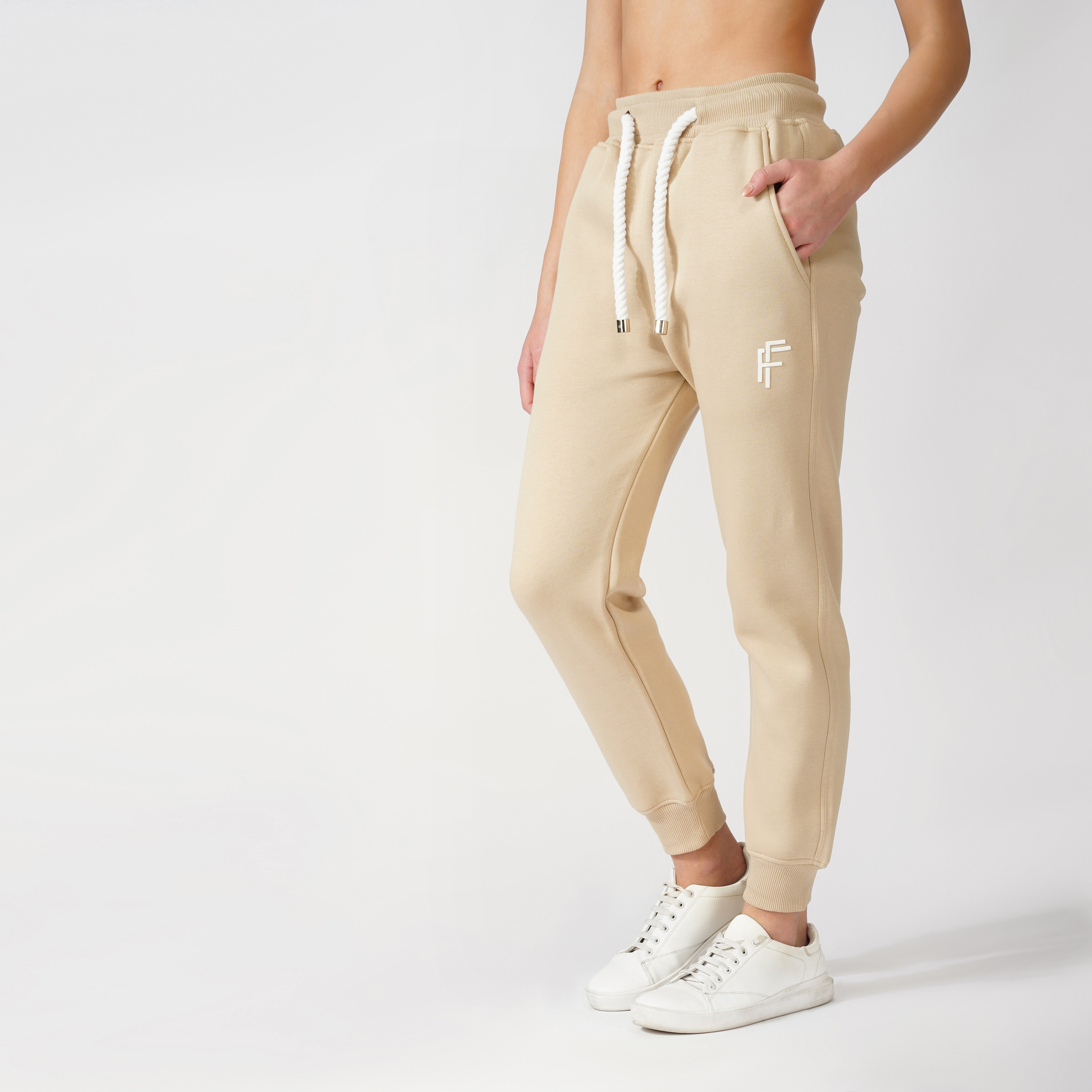 Cotton Fleece Jogging Trousers 'Ivory Titan' (W)