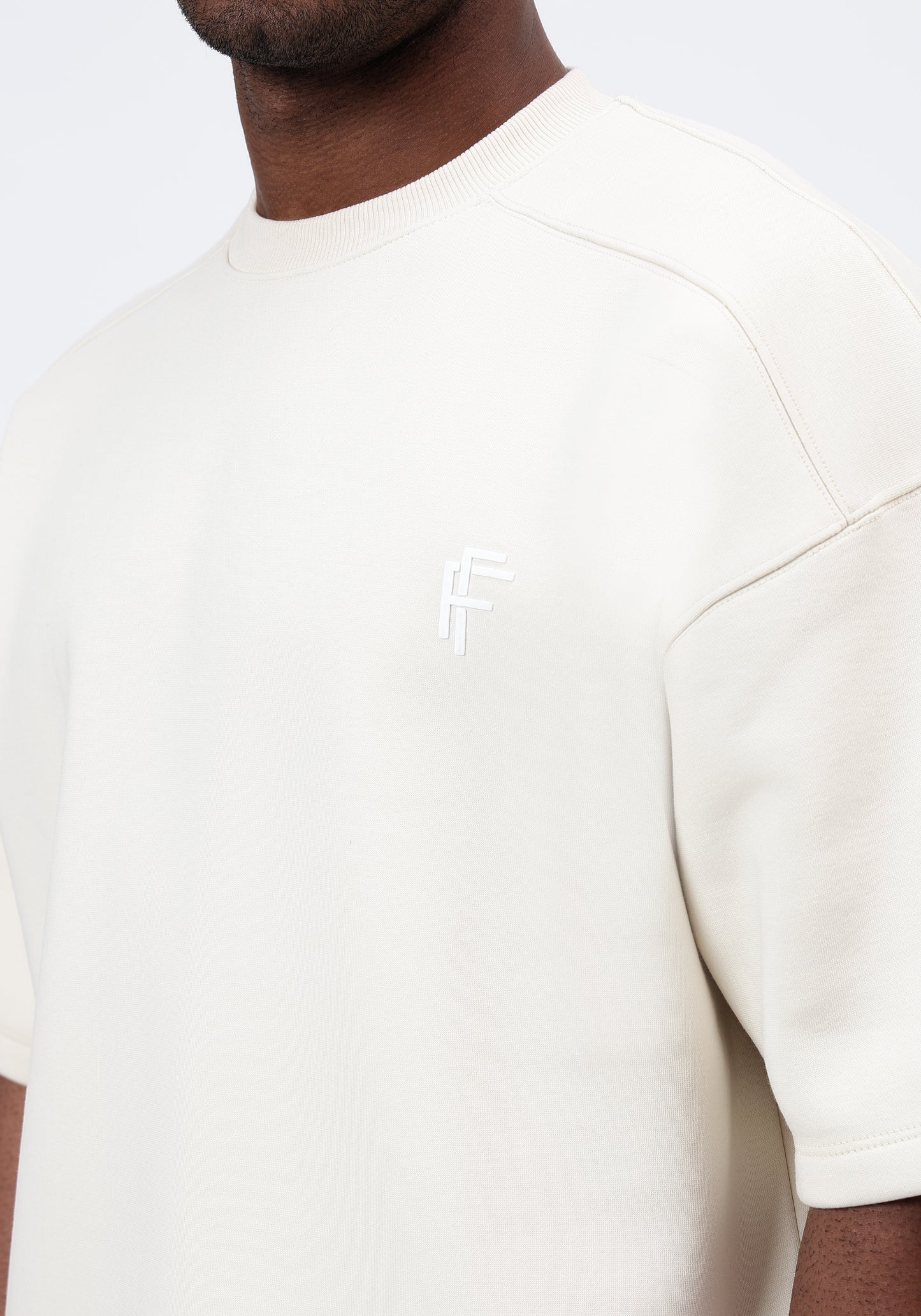 Heavyweight Oversized Crewneck With Monogram 'Vanilla Creme'